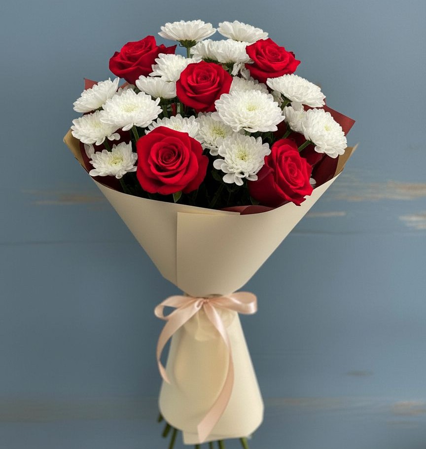 Букет цветов из: Розы и Хризантемы в Богане