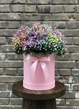 Цветочная композиция из Гипсофила и Розы в шляпной коробке #REPLACE_PRED# Богане