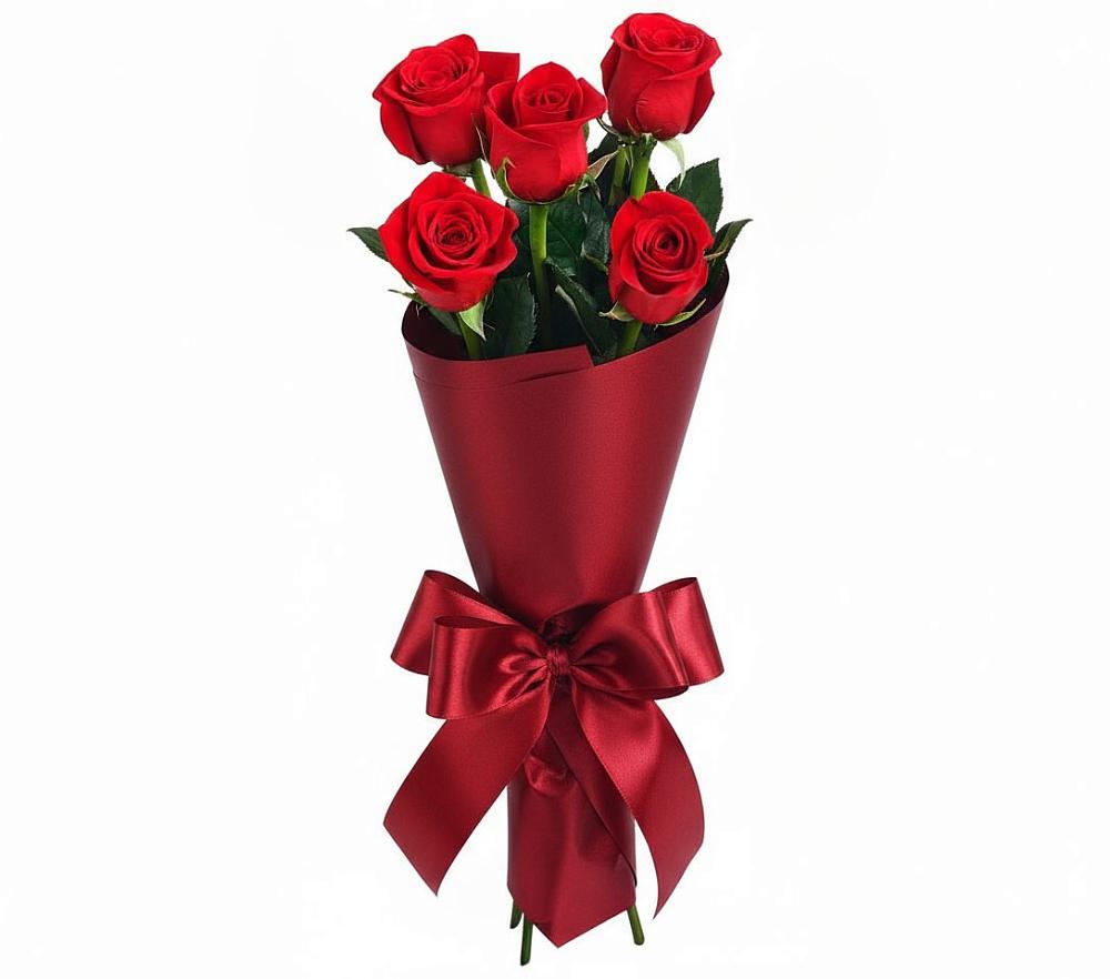 Букет 5 Красных роз Эдлесс Лав в Богане