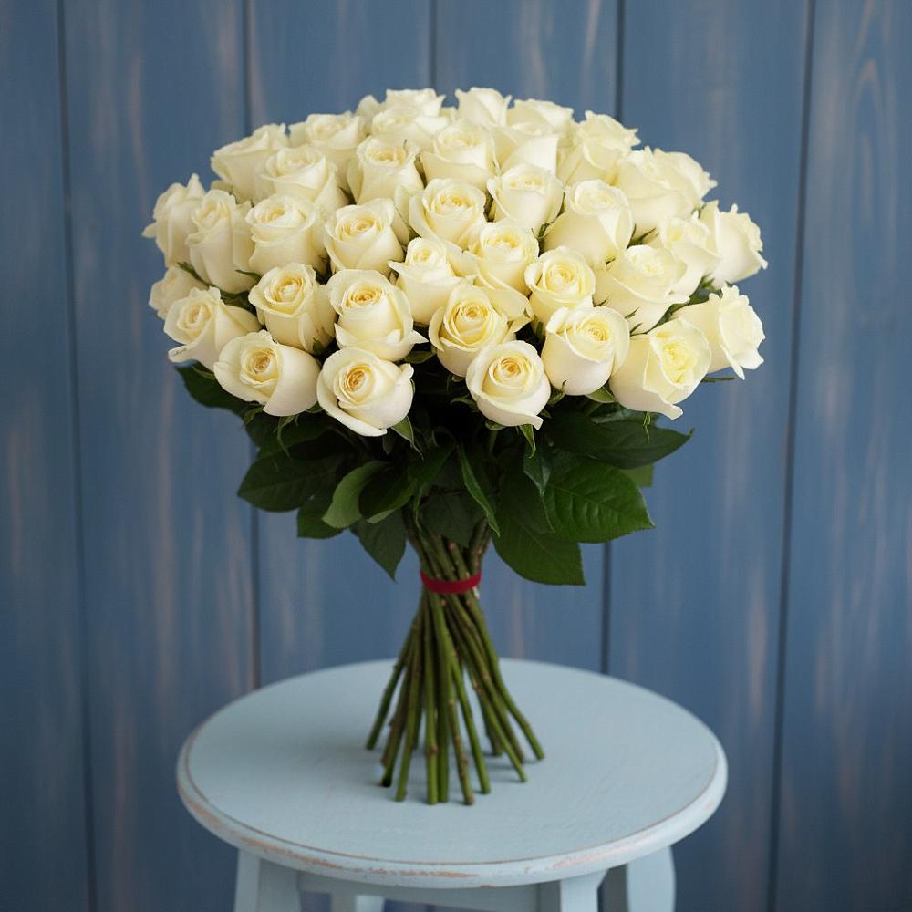 Букет 51 Белая роза Эдлесс Лав в Богане