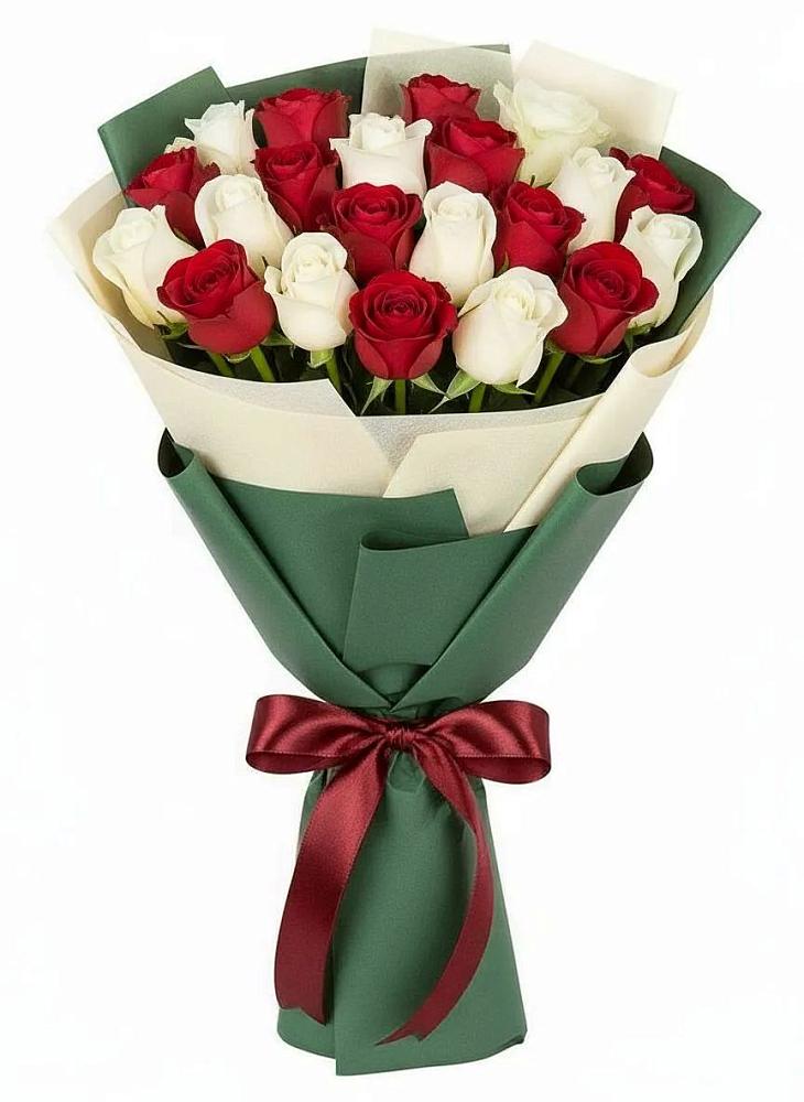 Букет Микс из красных и белых роз в Богане
