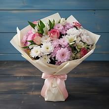 Букет цветов из:  Хризантемы, Альстромерии и Розы в Богане