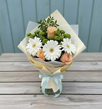 Букет цветов из:  Герберы, Розы и Хризантемы в Богане